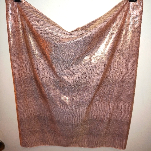 NWT AQUAMARINE Metallic Rose gold  Snakeskin  Sarong  Bathing Suit Cover Up - Picture 6 of 10